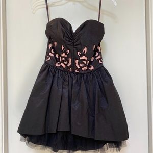 Betsey Johnson Black Dress with Pink Rose Cutouts